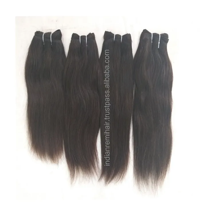 Extensão de cabelo humano natural reto, extensão e peruca não processada do cabelo real remy indiana da virgem natural liso