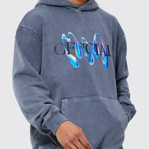 Survêtement en molleton délavé à l'acide pour hommes, style hip-hop d'hiver, 100% coton, écologique, léger, séchage rapide, impression de logo personnalisée, service OEM - Product Image 4