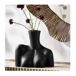 Pot de fleurs noir de style campagnard, vase décoratif pour table de chambre à coucher, artisanat en métal, style personnalisé, plantes artificielles et pot de fleurs - Product Image 2