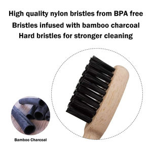 Brosse à dents manuelle à poils noirs en bois de bambou naturel avec poils moyens doux pour des dents et des gencives saines - Product Image 4