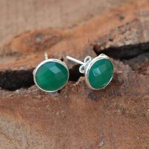 Boho Style Classical Stud <b>Earrings</b> Jewelry for Women Silver Jewelry 925 Sterling Silver <b>Green</b> Onyx Gemstone Handmade <b>Earrings</b> - Product Image 2