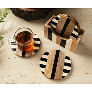 Modern Square Shape Drinkware <b>Coasters</b> <b>Set</b> of 4 Wooden <b>Coasters</b> <b>With</b> <b>Holder</b> for Top Selling Beverage <b>Coasters</b> - Product Image 5