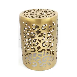 Stool Side Table Lamp Aluminium Coffee Book Plant Stand End Bedside Corner Coffee Table With Natural Brass Finishing For Sale