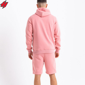 ชุดวอร์มผ้าฝ้ายชุดสั้นมีฮู้ดสำหรับผู้ชายชุดวอร์มผ้าคอตตอนแบบ100% สองชิ้นเสื้อฮู้ดสำหรับวิ่งโลโก้ตามสั่ง - Product Image 2