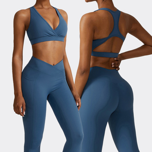 Conjunto de Yoga de calidad superior Material sólido duradero con patrón a cuadros Gimnasio Fitness Ropa deportiva para entrenamiento y ropa de gimnasio - Product Image 3