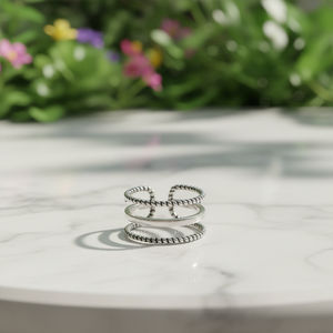 Minimalist Adjustable Layered Silver <b>Ring</b> Double Band Twist <b>Open</b> <b>Ring</b> for Women - Product Image 2