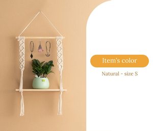 Art Decor Woven Rope Plant Hanger Macrame Wall Hanging <b>Shelf</b> Indoor Outdoor Macrame Wall - Product Image 1