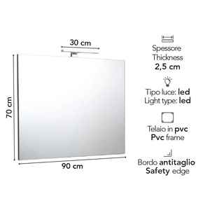 Espejo de Baño Empotrado con Luz LED Reversible de 90 x 70 cm - Product Image 5