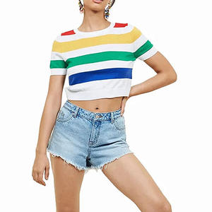 Camiseta Corta de Gran Tamaño para Mujer, Manga Corta, Personalizada, Spandex/Poliéster/Algodón, Ecológica, Transpirable, con Logotipo Frontal - Product Image 3