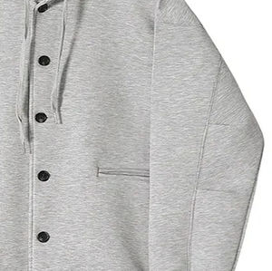 Precio barato de talla grande 100% algodón botón sudadera al por mayor de Color sólido de los hombres Premium personalizado botón up sudaderas con capucha Material de calidad - Product Image 6