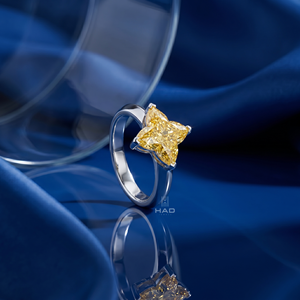 Bague solitaire papillon en diamant jaune cultivé en laboratoire, or blanc, bague de fiançailles de luxe, bijoux fins élégants, cadeau pour femme - Product Image 3