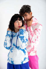 Venta al por mayor precio barato logotipo personalizado pulóver tie Dye sudaderas con capucha para hombres 100% algodón-polar dos tonos Sudadera con capucha. - Product Image 4