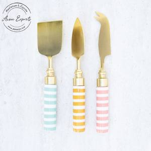 Esparcidor de queso de acero inoxidable, accesorio artesanal de calidad de lujo con mango de resina Multicolor utilizado para restaurantes de boda, 3 uds. - Product Image 1