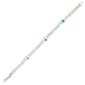 925 Sterling <b>Silver</b> 3-Eyed <b>Bead</b> Bracelet Stylish Trendy Bangles for Wedding Anniversary Party or Gift - Product Image 4