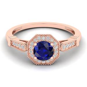 REYES Factory Outlet Price 925 Sterling Silver <b>Moissanite</b> Halo Ring Round Brilliant Cut 0.84Ct Blue Sapphire Gemstone <b>Jewelry</b> - Product Image 1