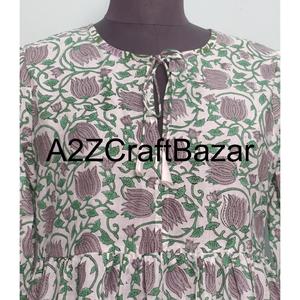 Robe décontractée en coton à col en V de qualité supérieure pour femmes, impression numérique, taille naturelle, occasion de fête, lavable, disponible en gros - Product Image 3
