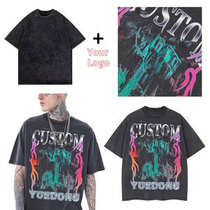 เสื้อยืดผู้ชายทรงโอเวอร์ไซส์สไตล์วินเทจ คุณภาพสูง ผ้าฝ้าย 100% ซักแบบ Mineral Wash สีดำ ระบายอากาศได้ดี พิมพ์ลายด้วยเทคนิคซิลค์สกรีน - Product Image 6