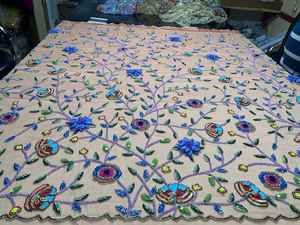 Tissu brodé de luxe écologique 100% acrylique HDPE laminé, lourd, style croisé, tissé en maille, pour femmes - Product Image 6