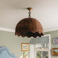 Abat-jour tissé en rotin Boho fait à la main luminaire naturel suspension de plafond en osier pour décor de chambre ou de café