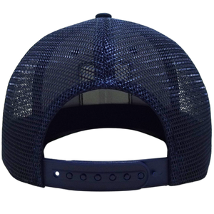 Sombrero de camionero azul marino con parche tejido personalizado Malla trasera estructurada Gorra de 6 paneles Cierre ajustable Gorras de moda Streetwear OEM Vietnam - Product Image 3