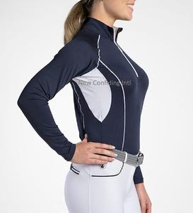 Tops de carreras con logotipo personalizado para mujer, fabricantes de ropa ecuestre, montar a caballo, media cremallera, mangas largas, capa Base, venta al por mayor - Product Image 5