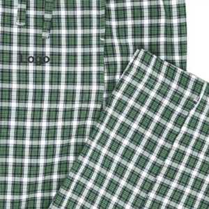 Green Check Cross Pocket Woven <b>Pajama</b> Regular Fit Lounge <b>Pants</b> Soft CVC Fabric, Drawstring Waist & Side Pockets Sleepwear - Product Image 2