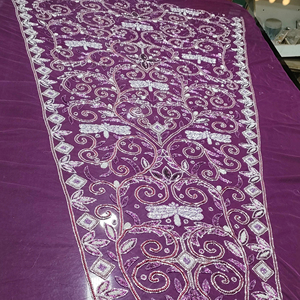 Stylish Anti-Static Hand Beaded Embroidered <b>Fabric</b> for Party-Ready Beach Silhouette for Stylish Workouts - Product Image 1