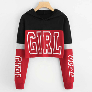 Oem Custom logo High Quality Women Long Sleeve Cropped Hoodie Custom logo Pullover Crop Top Hoodie's - Product Image 1