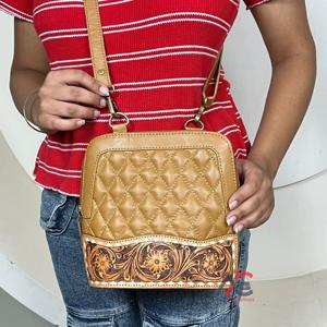 Bolsos Cruzados con Cremallera y Diseño Floral en Relieve, Bolsos de Hombro de Cuero Acolchado de Gran Capacidad, Bolsos de Moda de Lujo para Mujer - Product Image 1