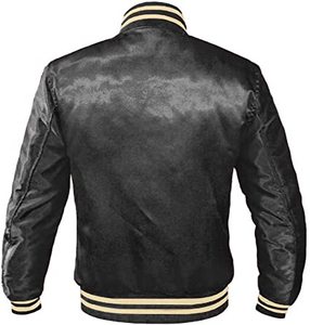 Vente en gros logo personnalisé haute qualité 100% veste en polyester satiné blouson aviateur en satin imperméable pour hommes - Product Image 4