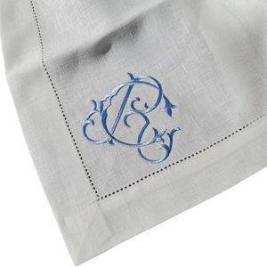 Serviettes et napperons en lin/coton d'usine directe de qualité supérieure serviette brodée à bord festonné pour les fêtes de mariage - Product Image 2