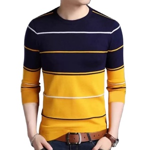 Camiseta 100% de algodón para hombre, cuello redondo, manga larga, estilo Hip Hop, secado rápido, diseño de rayas personalizado, Camiseta holgada para hombre - Product Image 3