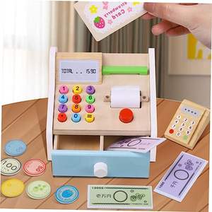 Bois caisse enregistreuse jouet enfants jouer ensemble de nourriture jouets pour filles enfants Simulation jouet éducatif caissier jouet papier enfant - Product Image 6