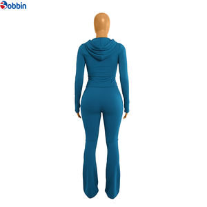 Nuevo Conjunto Deportivo Rojo para Mujer Talla Grande, Sudadera con Capucha y Cremallera Personalizable, Pantalones Acampanados, Estilo Hip Hop - Product Image 3