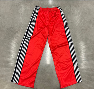 Streetwear personnalisé coupe-vent pantalon de survêtement à rayures latérales logo brodé 100% coton Baggy Jogger pantalon de survêtement évasé en nylon pour hommes - Product Image 3