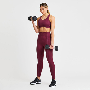 Conjunto de Top Deportivo y Shorts de Yoga de 2 Piezas para Mujer, de Cintura Alta, Secado Rápido, Transpirable, con Absorción de Impactos y Sin Costuras - Product Image 3