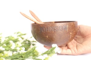 Natural Coconut Shell Bowl Handmade Eco Friendly Crackle Glaze New Chinese Style Smoothie Salad Rice Buddha Bowl Sustainable - Product Image 4