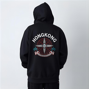 เสื้อสเวตเชิ้ตแบบสวมหัวมีฮู้ดพิมพ์ลายแรงบันดาลใจจากฮ่องกงเสื้อสเวตเตอร์แบบสวมหัวผ้าคอตตอนมีลายกราฟิก - Product Image 5