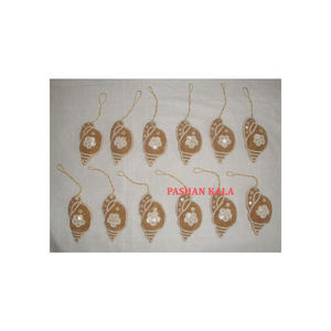 Beautiful Production Christmas <b>Hanging</b> <b>Ornaments</b> Shell Shape Multicolor Zari Embroidery Beaded Work For Christmas Decoration - Product Image 1