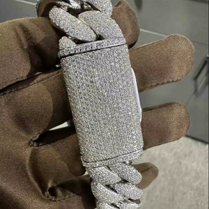 Bracelet en argent sterling 925 avec moissanite VVS, 22 mm, 8 pouces, plaqué or blanc - Product Image 1