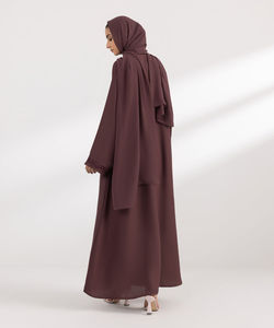 Robe longue à manches longues noire unie pour femmes musulmanes, imprimé hijab abaya, logo personnalisé, grande taille, décontractée, printemps, haute qualité - Product Image 4