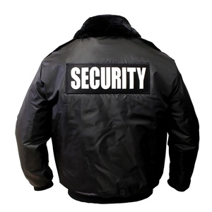 Mới Mùa Đông Lông Cừu Cổ Áo Màu Đ<span class=keywords><strong>en</strong></span> Drop Shoulder Máy Bay Ném Bom Dây Kéo Áo Khoác Với Phản Quang Bảo Vệ An Ninh Áo Gió Nhiệm Vụ Áo Khoác Cho Nam Giới - Product Image 3