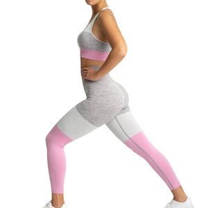 Ensemble de yoga pour femme de haute qualité, vêtements de sport, logo uni sur le devant, sans couture, en Spandex/Polyester, taille élastique, séchage rapide, respirant, direct usine - Product Image 4
