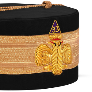 Masonic Regalia Gorras de corona bordadas a mano en tela de cuero y cinta Freemason Foundation Ropa ronpex - Product Image 4