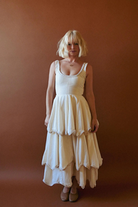 Maxi Vestido Holgado con Estampado Floral Digital, Mangas Largas con Volantes, Cintura Natural, Multicapa, Estilo Urbano, Ecológico, con Logotipo Personalizado - Product Image 3