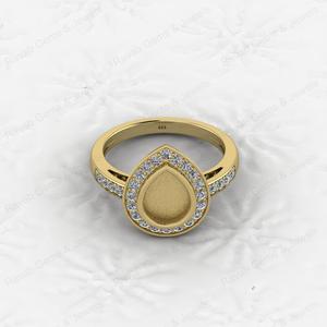 New Arrival High Quality 925 Sterling Silver Bezel 7x9mm Pear Shape CZ Semi Mount <b>Blank</b> Setting Wedding <b>Ring</b> Breastmilk Jewelry - Product Image 1