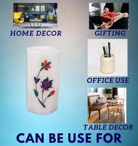 Support à stylos magnétique éclairé en marbre blanc avec un design moderne pour la maison et le bureau - Support à stylos en marbre de luxe pour le bureau, l'école - Product Image 6