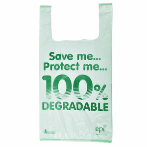 Vente directe d'usine sacs à provisions en plastique compostables écologiques sac de transport de t-shirt de gilet de gousset latéral coloré personnalisé - Product Image 1