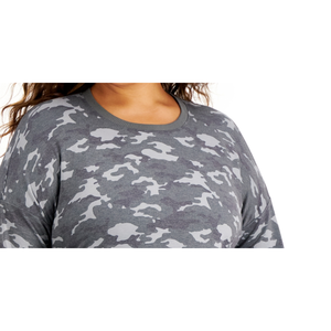 Felpa con Cappuccio da Donna ID Ideology, Stampa Camouflage Grigia, Taglia 2X, Traspirante, in Maglia, Design Crop Top con Ricamo in Seta di Alta Qualità - Product Image 2