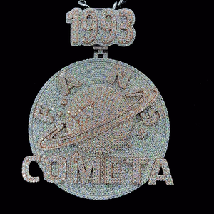 Colgante con Letra COMETA de Alta Calidad, Estilo Hip Hop Cristiano, Unisex, Cierre Personalizado, Plata de Ley 925, Chapado en Oro de 10K, Corte Baguette - Product Image 1